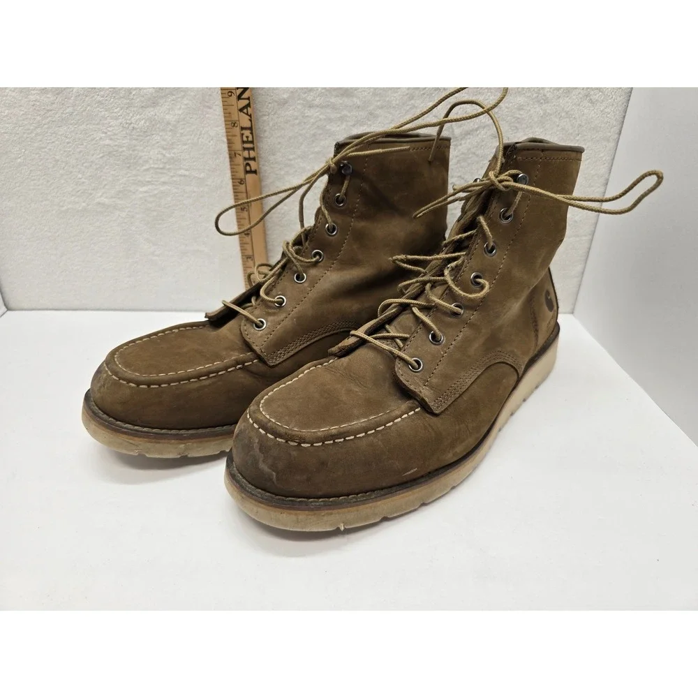 Carhartt Mens 13 W Brown Leather Wedge Sole Moc Toe Work Boots FW6077-M EH SR